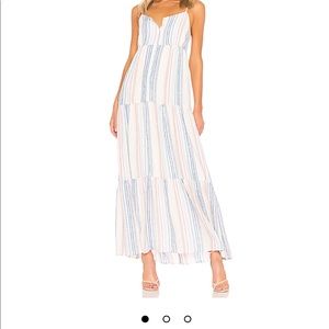 Splendid Striped Linen Blend Tiered Maxi Dress